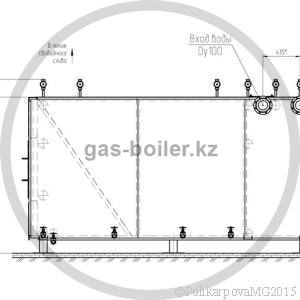 Чертеж водогрейного газового котла 1,2 МВт вид 2