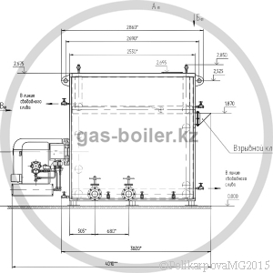 Чертеж водогрейного газового котла 1,6 МВт